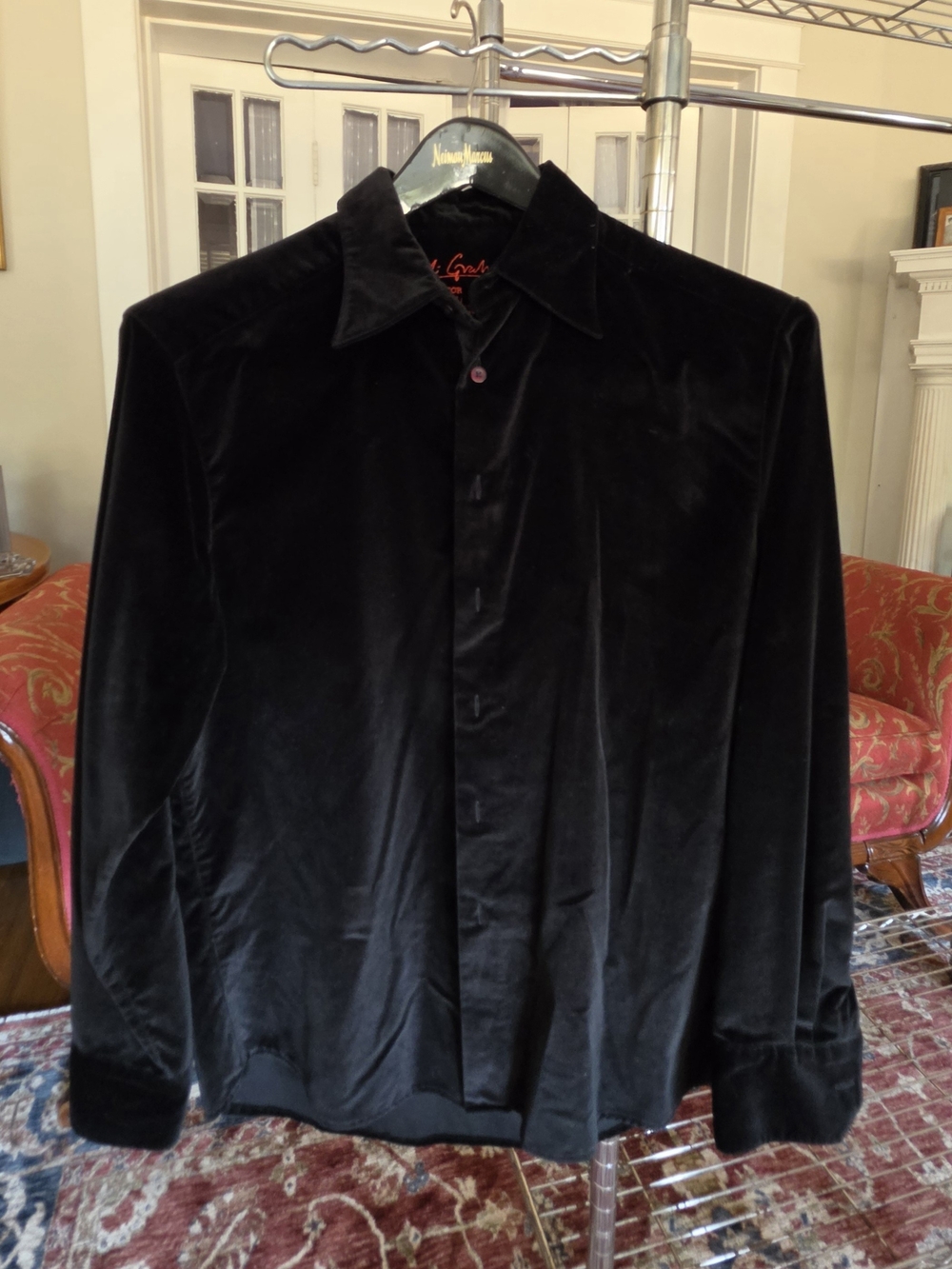 Robert Graham Neiman Marcus Black Velvet Shirt